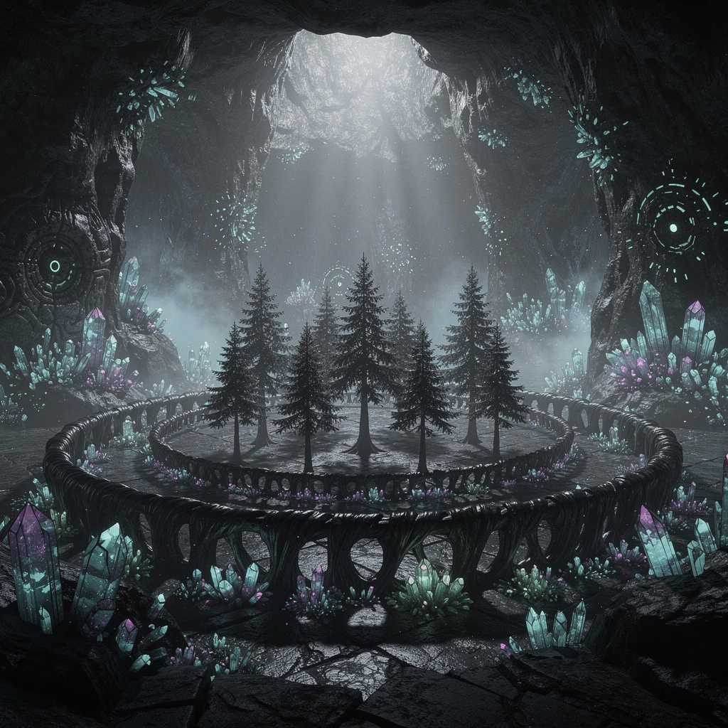 Underground cavern with alien formations