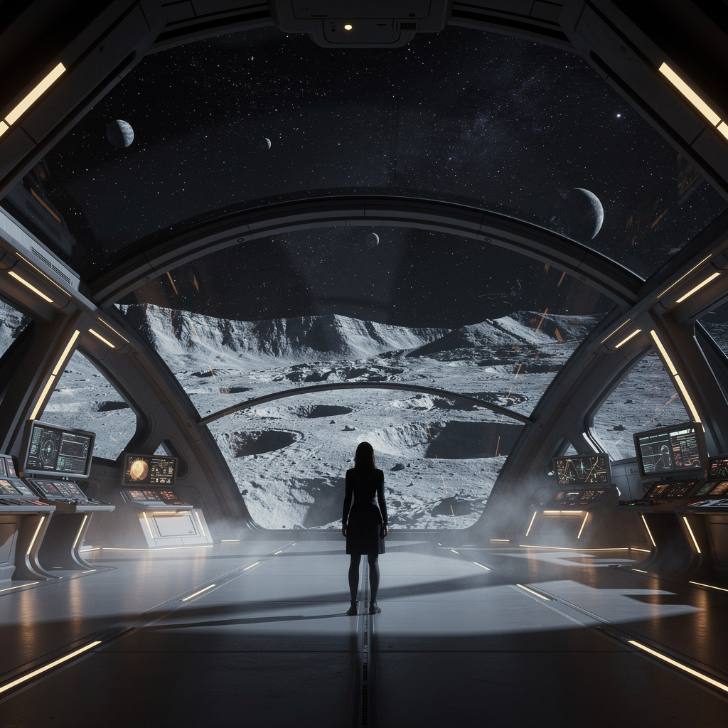 Selene looking out at the lunar surface